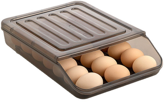冰箱雞蛋多層收納盒 自動滾蛋滑梯設計 保鮮儲蛋盒, 1個