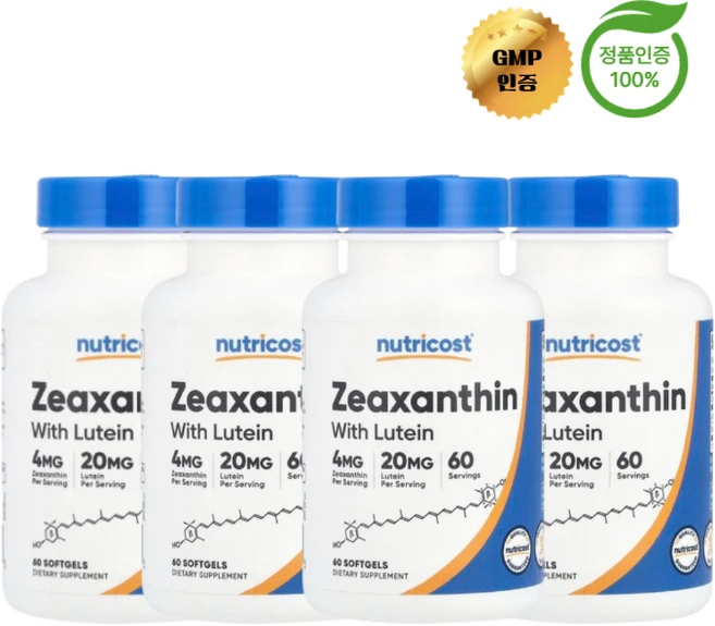 2+2 뉴트리코스트 제아잔틴 루테인 함유 소프트젤 60정, 4개 - 쿠팡