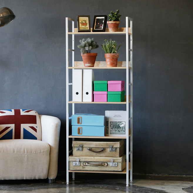 동영나이스 공부 우드책상 DIY 철제 선반 1인용 미니 서재 조립식 책장 심플 모던, 책장겸용선반 5단 화이트