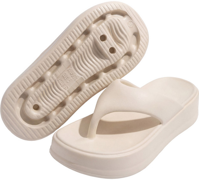 라뷰드 여성 키높이 쿠션 쪼리 방수 슬리퍼 편안한 여름 키높이 통굽 플랫폼 신발 발편한 해변 물놀이 욕실 샌달 가벼운 굽높이 샌들 5cm