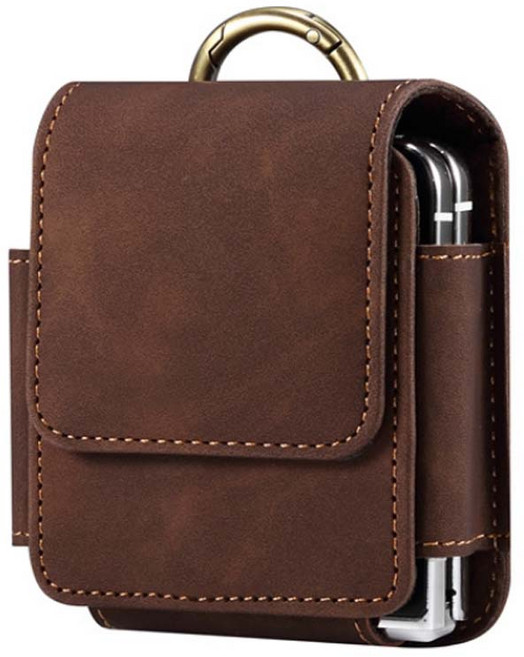 제트플립 가죽케이스 벨트파우치 허리가방, 브라운