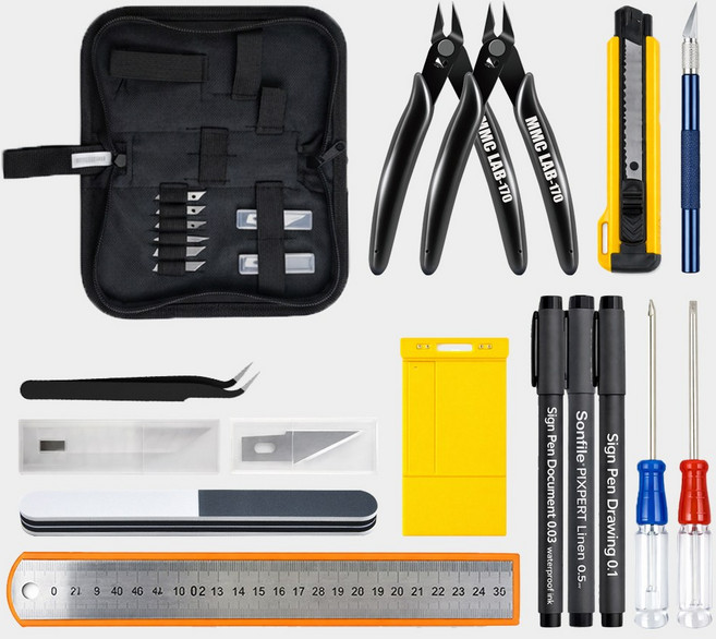 MMC 프라모델 입문 공구세트 3종 니퍼 커터 핀셋 건담 조립도구, 프리미엄세트 15종, 1개