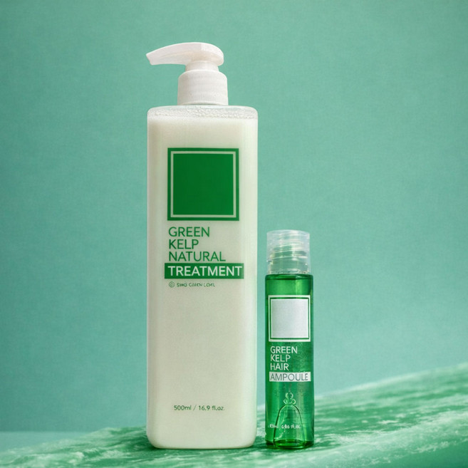 다시마샴푸 천연계면활성제샴푸 계면활성제없는 커피 글라이신샴푸 두피가려움 성분좋은 약산성 샴프, 다시마 트리트먼트 500ml+다시마앰플, 1개, 500ml