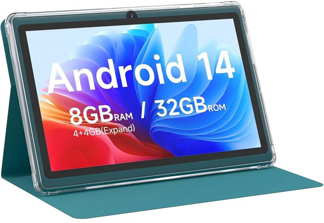 CUPEISI 태블릿 안드로이드 14 7인치 태블릿 8GB RAM+32GB ROM / 1TB 확장형 1.6GHz 쿼드코어 프로세서 컴퓨터 1024 * 600 IPS HD 터치, 안드로이드 14 태블릿 7인치 태블릿, 케이스 포함,, Aheadlink 네이비