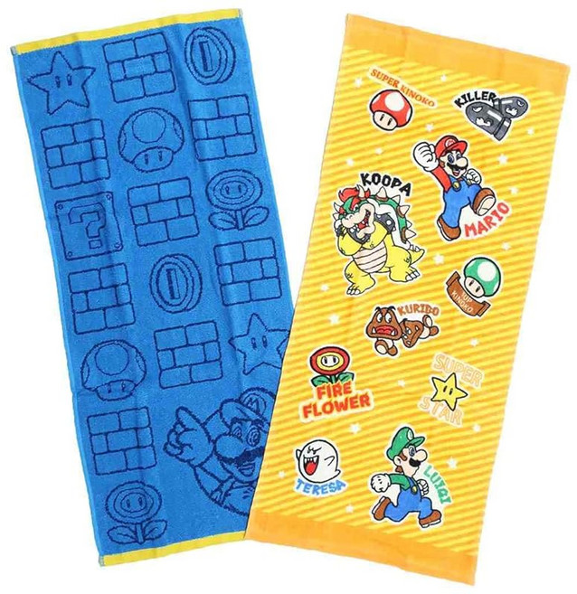 마루마 페이스 타월 2매 세트 닌텐도 슈퍼 마리오 스티커 아이콘 면 100% 캐릭터 4485013800