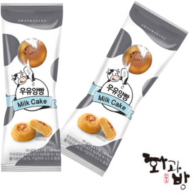 화과방 목장우유로 만든 우유앙빵 3p, 69g, 2개