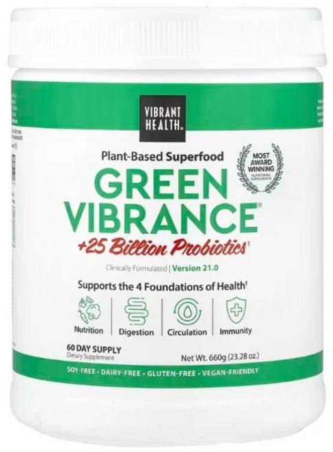 바이브랜트 헬스 Green Vibrance +250억 프로바이오틱스 버전 21.0 660g (23.28oz), 1개 - 쿠팡