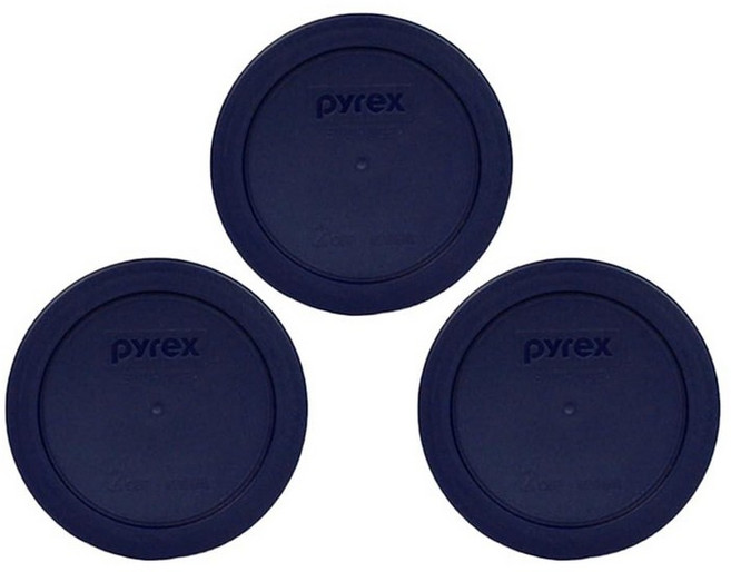 Pyrex 블루 2컵 원형 보관 커버 #7200-PC 유리 그릇용 3팩, 1
