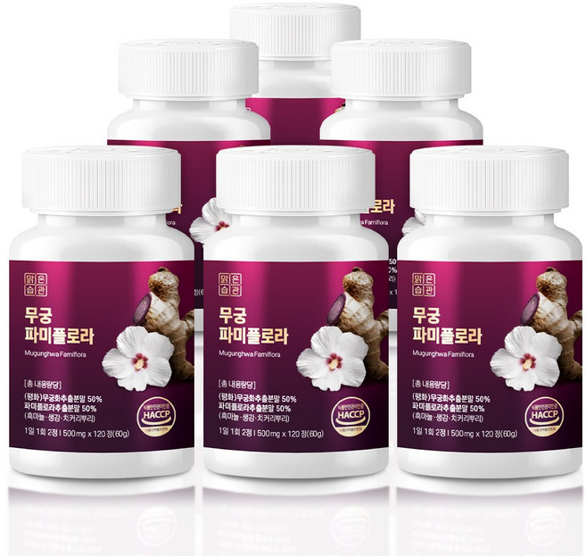 무궁 플로라 핏 무궁화 파미플로라 식약청인증, 6개, 120정