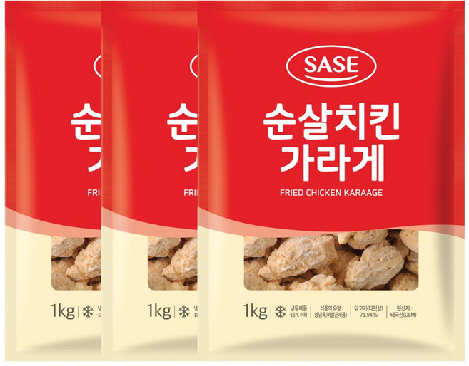 사세 순살치킨 가라게 1kg 기타닭고기가공육, 3개