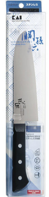 세키마고로쿠 와카타케 스테인리스 산토쿠 식도, 1개, 실버 + 블랙