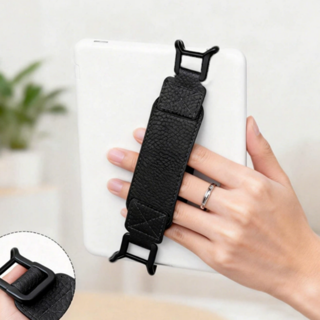 이북리더기 가죽 핸드 스트랩, 1개, 블랙, 6.5인치