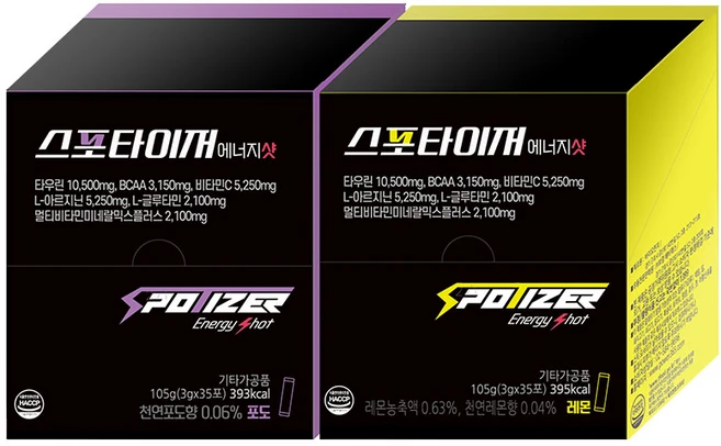스포타이저 에너지샷 (레몬 포도) 35포 아르기닌 타우린 에너지 부스터, 스포타이저 에너지샷 포도 35포, 105g, 1개 - 쿠팡
