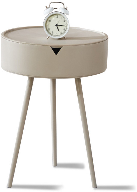 마벨인홈 다용도 모던감성 수납 선반 원형 사이드 테이블, 베이지