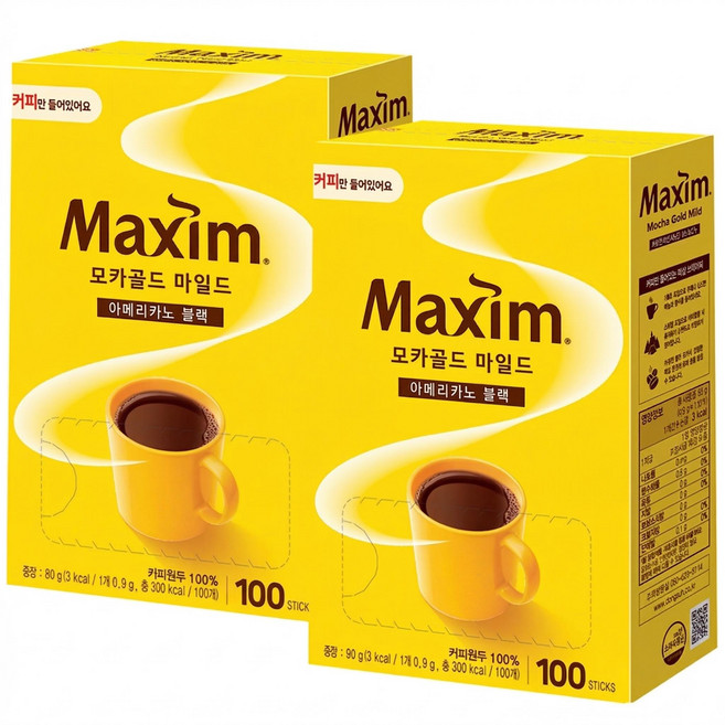 동서식품 맥심 모카골드 마일드 블랙커피0.9g 100개입 2개