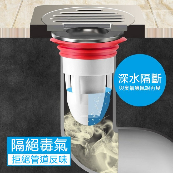 廚衛下水道矽膠防臭防蟲地漏芯 過濾防堵器家用便攜隨插即用地漏 保持排水暢通, 白色