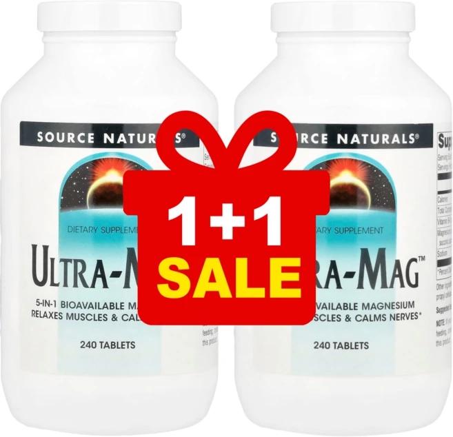 1+1 소스 내추럴스 Ultra Mag 고효율 마그네슘 복합체 240정, 2개 - 쿠팡