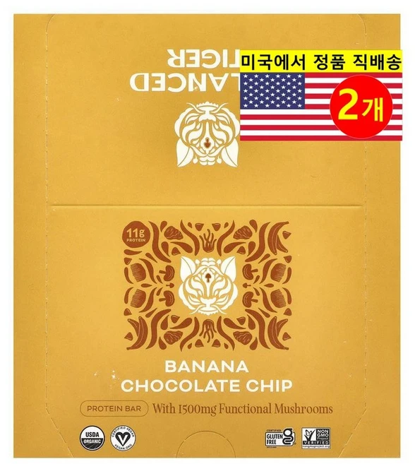 Balanced Tiger 운동 전 후 바나나 초콜릿 칩 프로틴 바 12개입 528g 1개 - 쿠팡