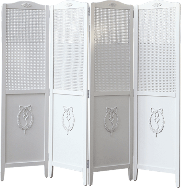 [베스트리빙] 화이트 라탄 원목 공간활용 인테리어 공간분리 가벽 가림막 파티션/3단/4단, 4단