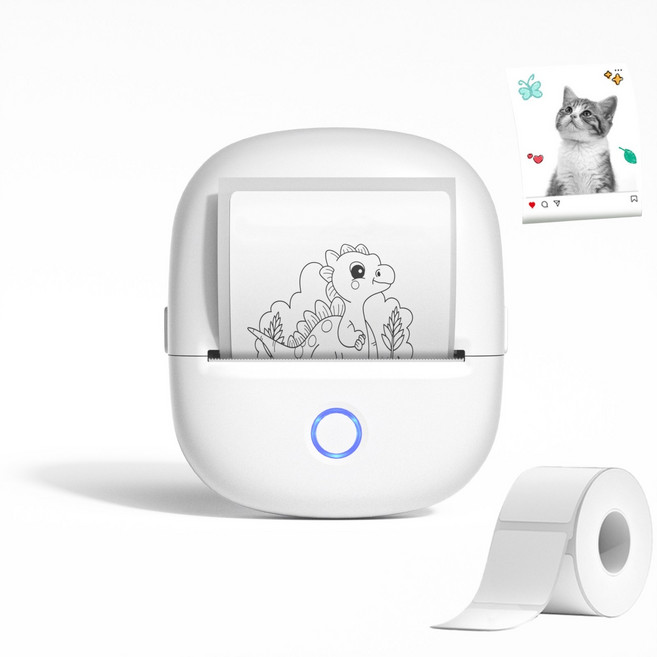 Aurevit 라벨 프린터 네임 라벨기 라벨스티커 프린터 미니 라벨 프린터, 1개, 화이트