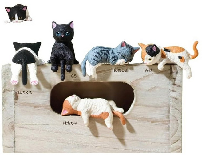 후치야스미 냥코2 × 총 5종 세트 풀콤프 가챠 가챠 캡슐 장난감, 1개