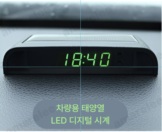 차량용 시계 자동차 시계 내부 스틱 온 디지털 시계 태양열 전원 배터리 내장 자동차 장식 전자 액세서리, 없음, 1개
