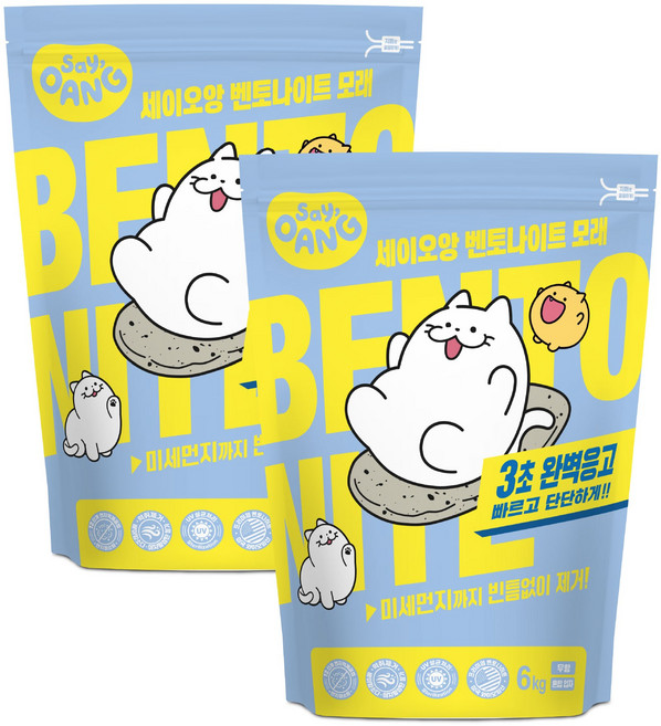 세이오앙 벤토나이트 고양이 모래 혼합입자, 6kg, 2개