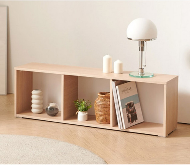 코지홈 낮은가로형 TV하부 3칸 오픈 책장(110cm 3색) 심플 국민 북유럽 LP, 그레이