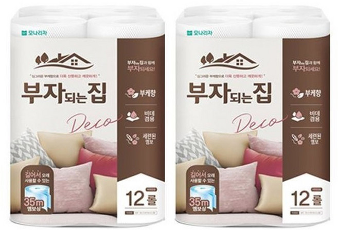 모나리자 부자되는집 35m 12롤 X 2팩 화장지, 12개입, 2개
