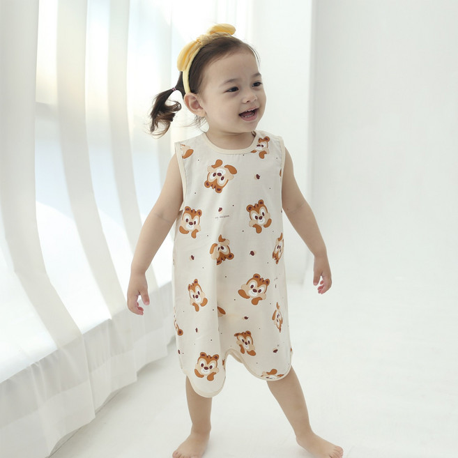 잼베이비 아기 한여름 수면조끼 주자 거즈 순면 100% 얇고 시원한 유아 원피스 잠옷 조직이 탄탄