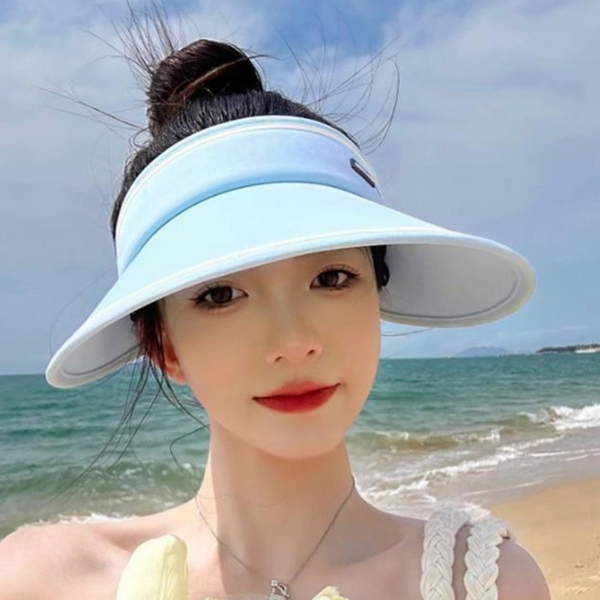 긍정샵 여성용 심플 와이드 썬캡 봄 여름 골프 테니스 스포츠 모자