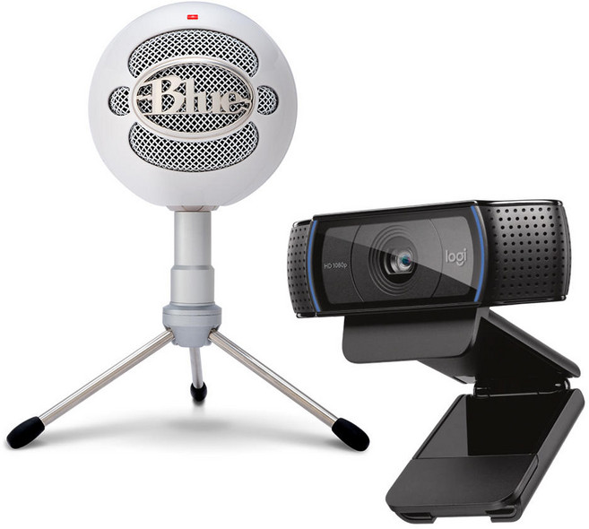 블루 스노우볼 아이스 마이크 C922 웹캠 세트 blue YETI Snowball iCE 개인방송 유튜브 온라인수업, 화이트