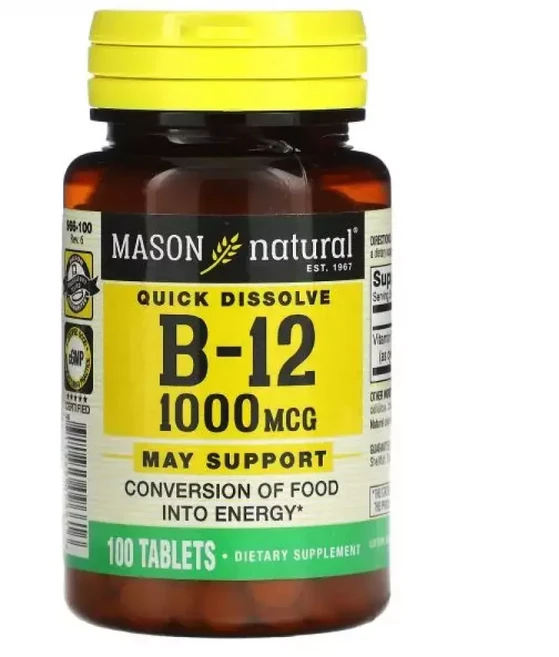 메이슨내추럴 비타민 B-12 1000mcg 100정 Vitamin Quick Dissove, 1개 - 쿠팡