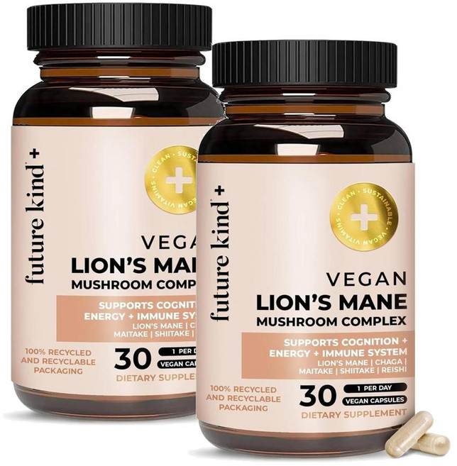 퓨처카인드 비건 라이언스메인 버섯 컴플렉스 캡슐 Future Kind Lion's Mane Mushroom Complex, 2개, 30정