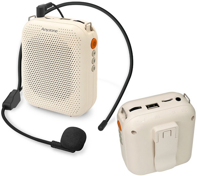 강사 교사 학원 학교 강의용 수업용 헤드 마이크 휴대용 야외 기가폰 확성기 메가폰 무선 블루투스 마이크, 화이트