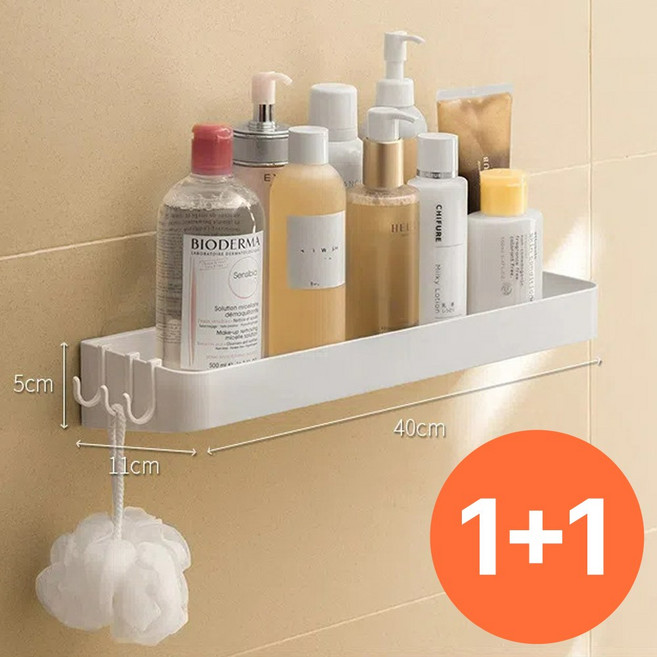 [1+1] 베이직365 무타공 일자형 욕실 선반, 1세트