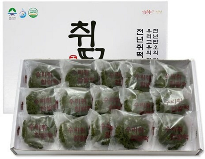 [푸드맛남] 강원도 정선 수리취 찹쌀떡 750g 15개 (선물포장)