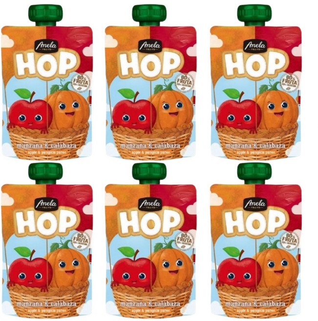 아넬라 HOP 짜먹는 과일퓨레, 100g, 6개, 사과 + 단호박 혼합맛