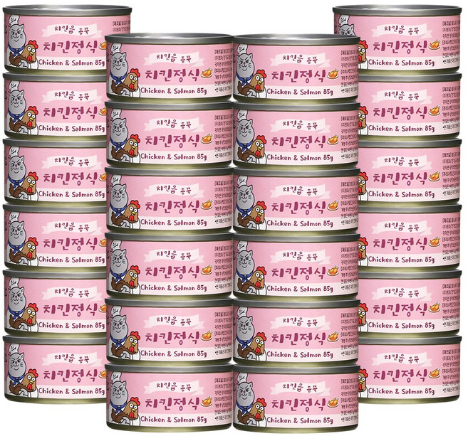 냥냥식당 치킨정식 고양이캔, 24개, 85g, 치킨&살몬