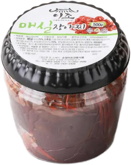 고추장매실장아찌 짱아치 아삭한 순창 이조, 1개, 500g