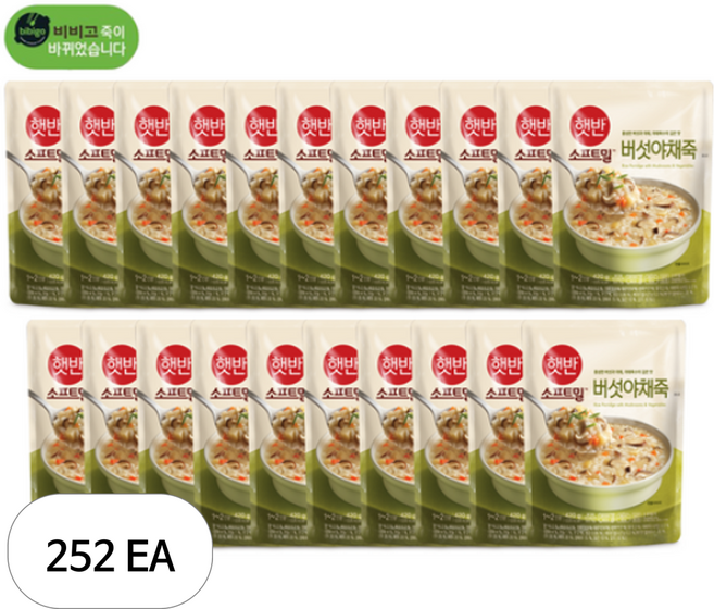 햇반 버섯 야채죽, 420g, 252개