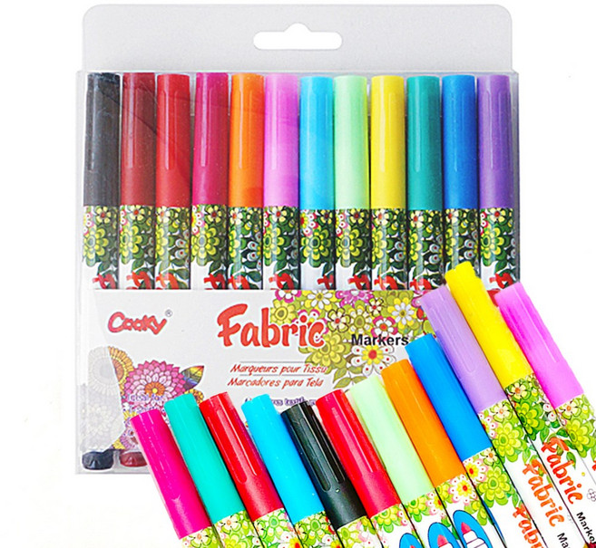 J. 패브릭마카 패브릭천 색칠 도구 에코백 만들기 채색 마커, 1세트, (12색)