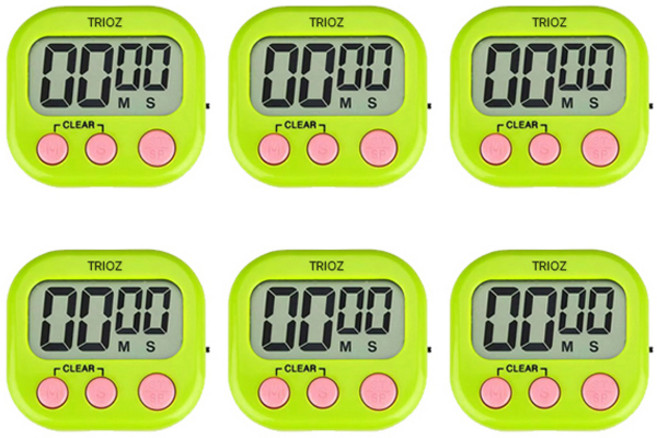 TOZ 미니 주방 쿠킹 캔디 타이머, 그린, 6개