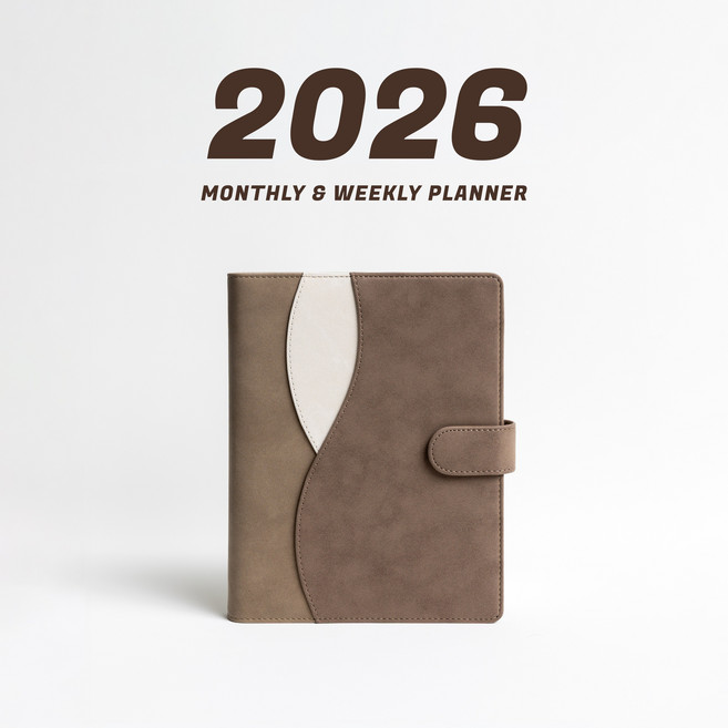 WAVY 프리미엄 6공 비즈니스 2026년 날짜형 다이어리, 모카 무스 (날짜형), 1개