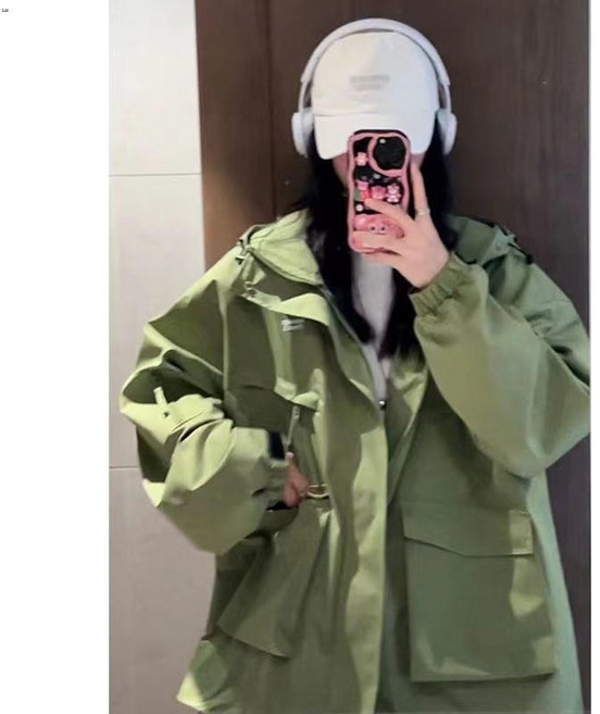 工裝外套 棒球外套 防風外套 薄外套 美式復古戶外沖鋒衣連帽外套女秋季國潮山系機能工裝運動休閑夾克