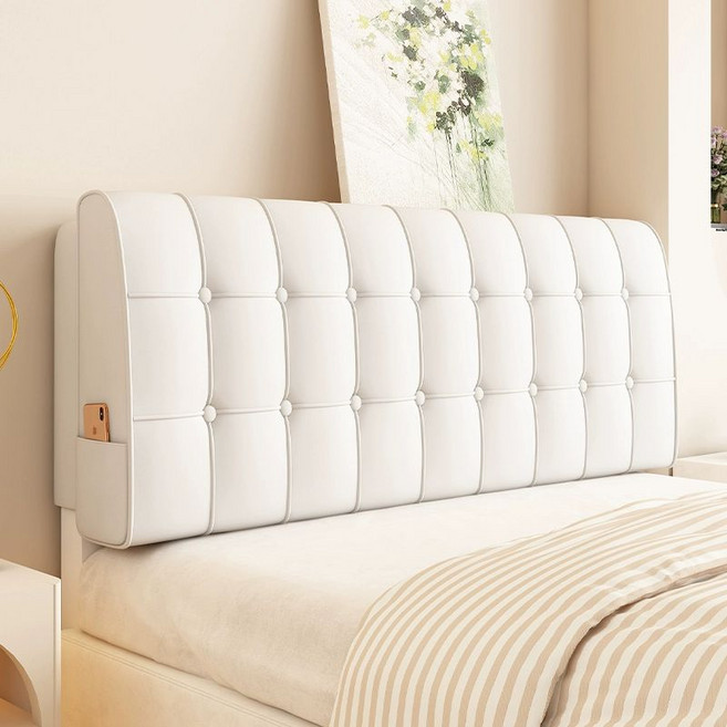 침대 보드 보호 천갈이 프레임 범용 스트레치 북유럽, 격자무늬-진주화이트