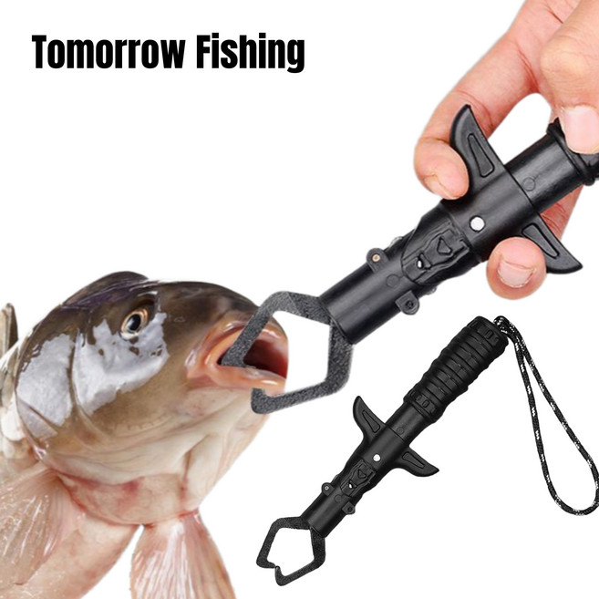 내일낚시 블랙 립그립 낚시집게 분실방지 스프링줄 물고기집게 피쉬그립, 1개