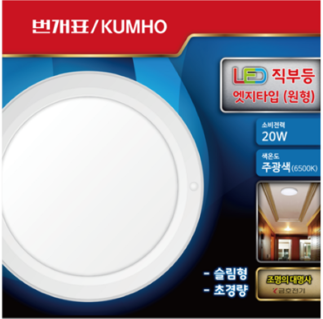 번개표 LED 엣지타입 원형 직부등 20W, 4개