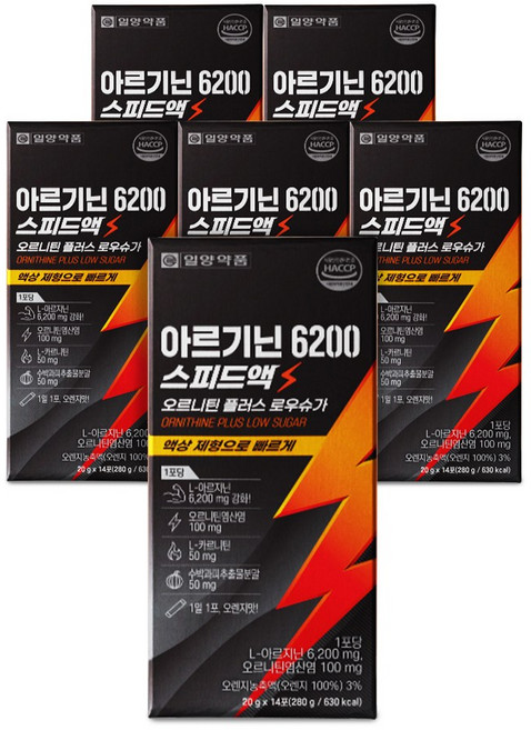 일양약품 L아르기닌 6200 액상 아르지닌 오르니틴 20gX14포X6박스, 20g, 6개
