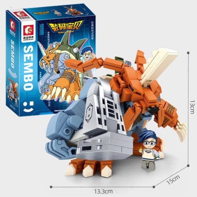 SEMBO 블록 빌딩 디지몬 어드벤처 애니메이션 가루루 전쟁 그레이몬 모델 접합 교육 장난감 생일 선물, 1개